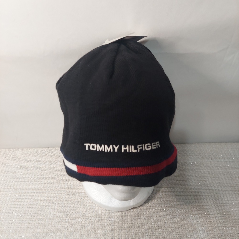 Tommy Hilfiger Mens Navy Blue Knit Fleece Lined Beanie Hat 881416197 012 OS‎
